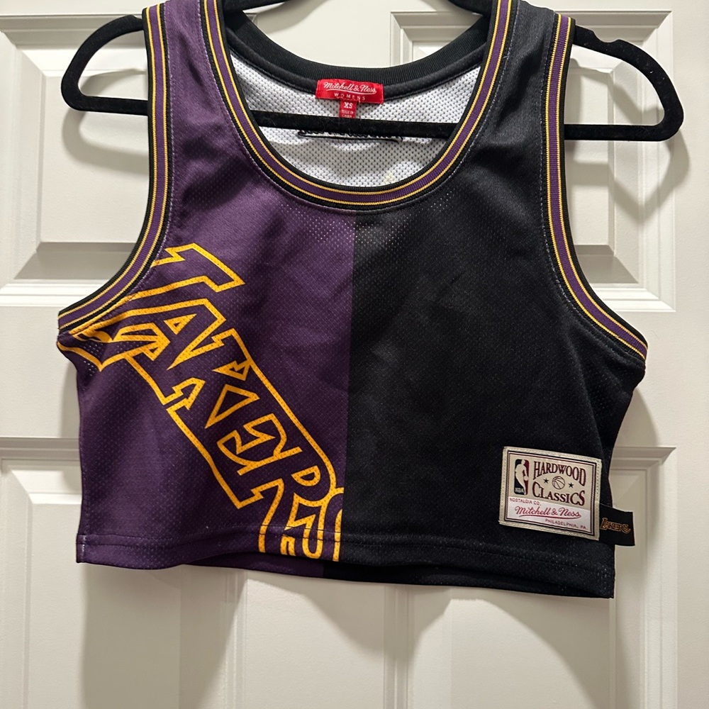Mitchell & Ness Lakers Purple and Black Crop Top